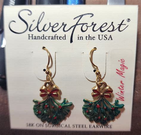 silver forest winter magic earrings